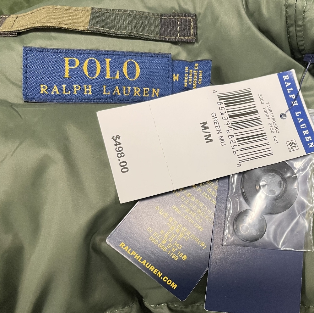 NWT $498 POLO RL RALPH LAUREN Camo Down Filled Bomber Jacket Coat Men’s Medium - Picture 4 of 14